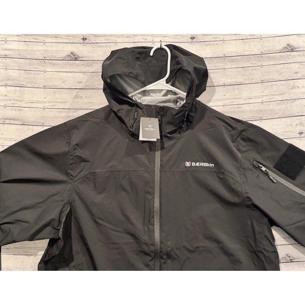 Baerskin Tactical Rain Jacket Mens Sz XL Black Waterproof Hooded Lightweight - Picture 8 of 16
